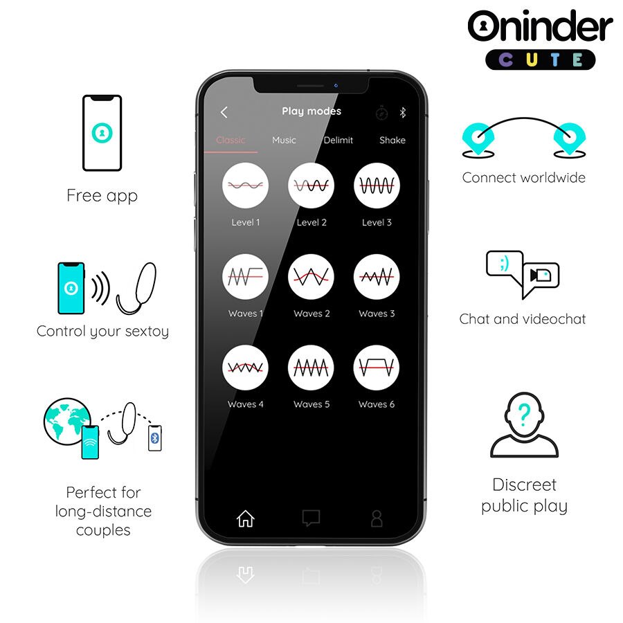 Oninder Cute - Love Pleasure Vibrating Egg - Rotating Silicone Gems - Free Global App — zdjęcie 7