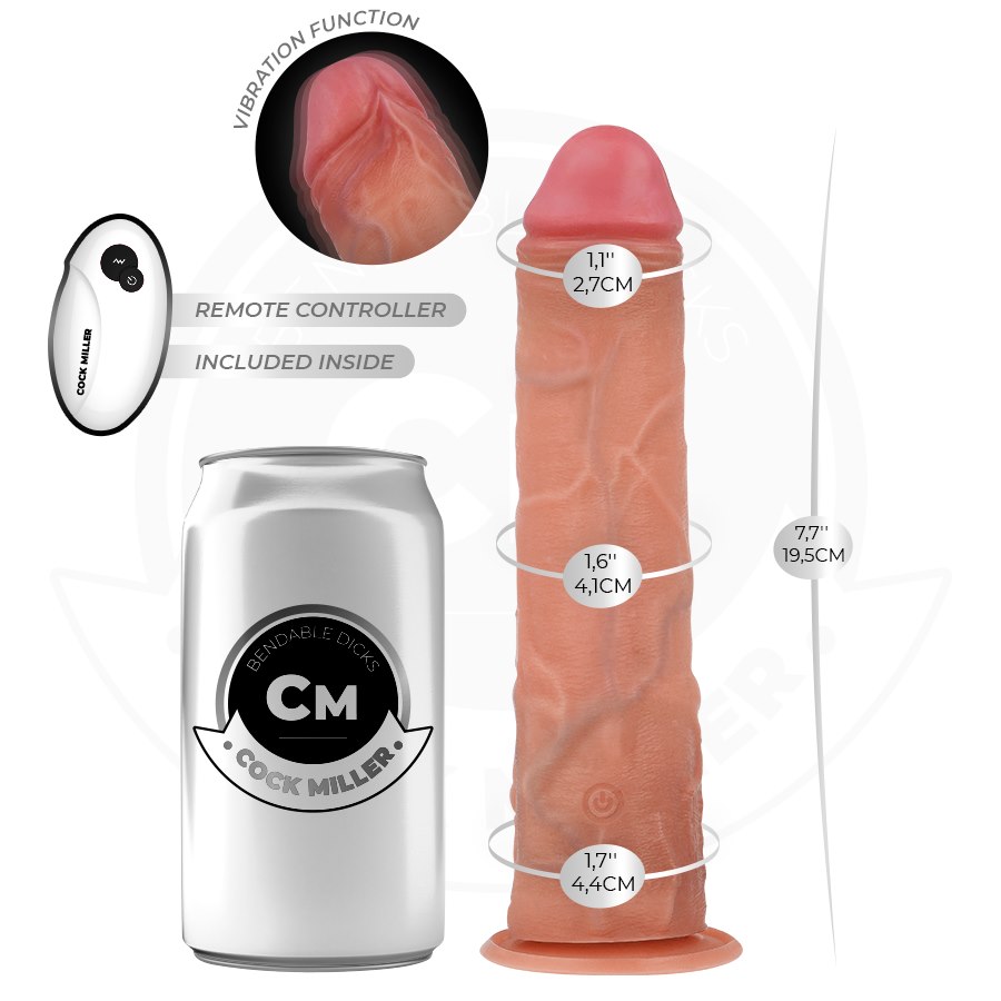 COCK MILLER - REALISTIC DILDO WITH SUCTION CUP AND REMOTE CONTROL VIBRATION 19.5 CM — zdjęcie 7