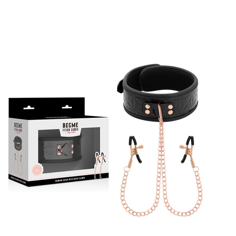 BEGME - BLACK EDITION COLLAR WITH NIPPLE CLAMPS WITH NEOPRENE LINING — zdjęcie 8