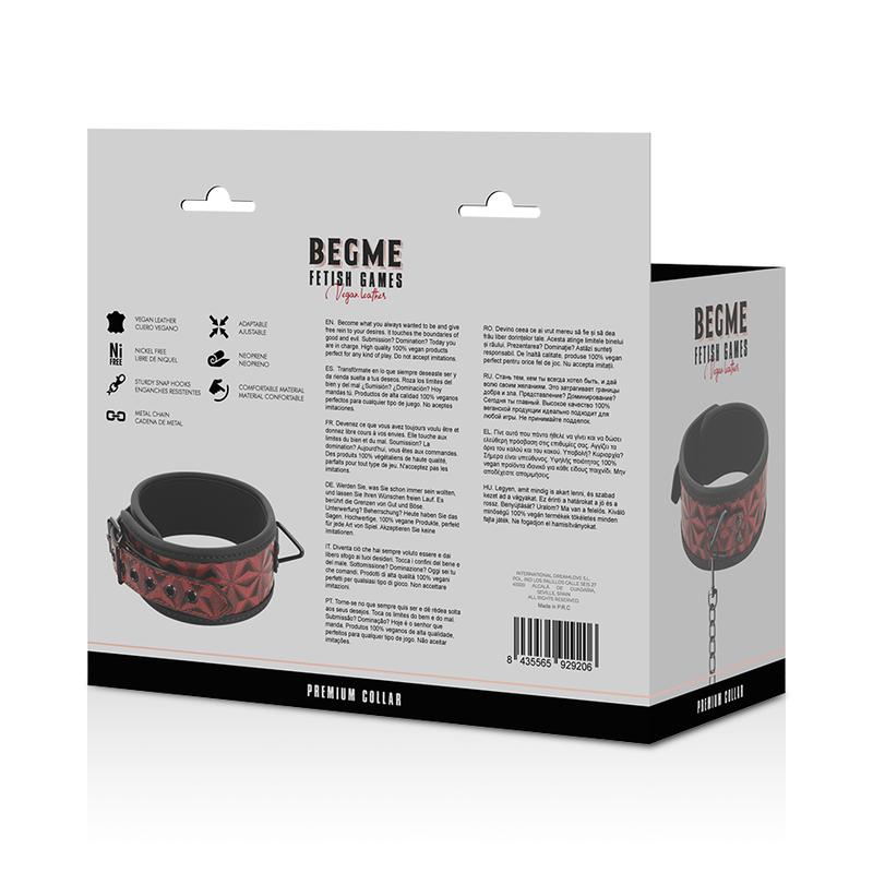 BEGME - RED EDITION PREMIUM VEGAN LEATHER COLLAR WITH NEOPRENE LINING — zdjęcie 8