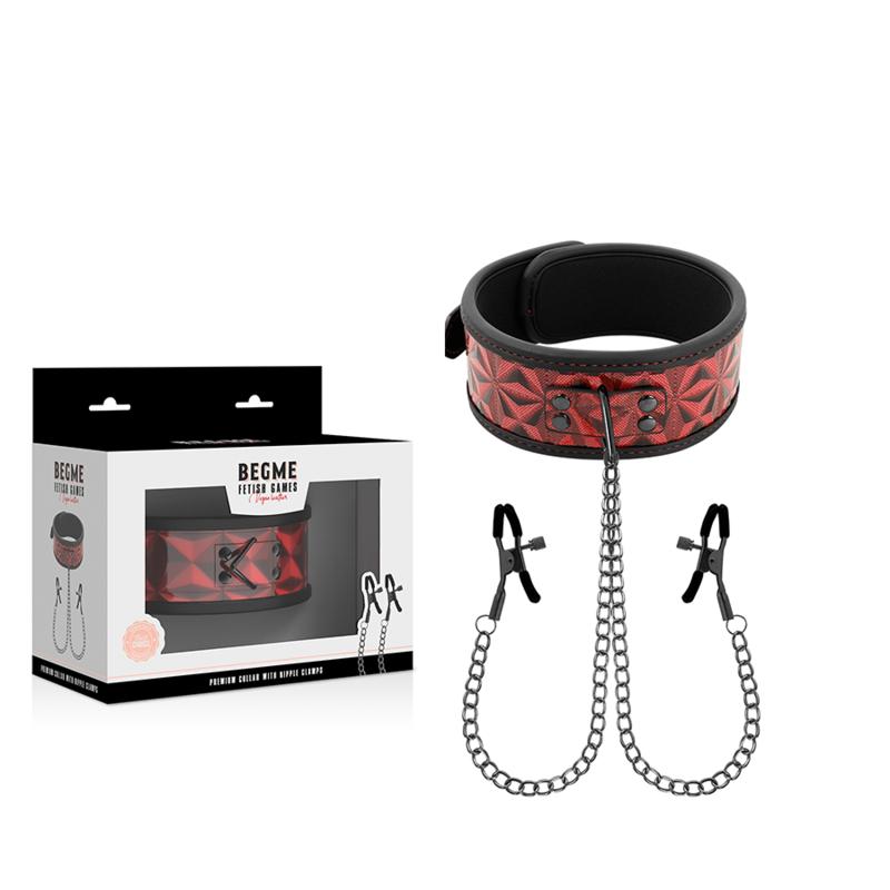 BEGME - RED EDITION COLLAR WITH NIPPLE CLAMPS WITH NEOPRENE LINING — zdjęcie 8