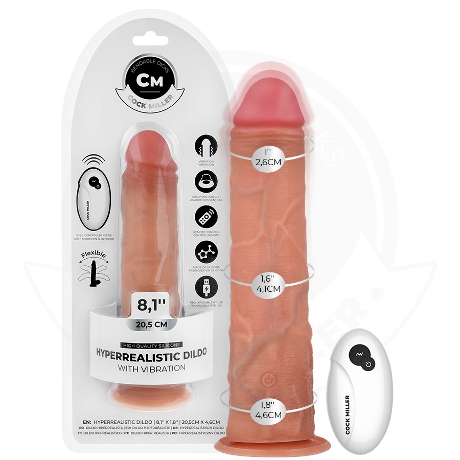COCK MILLER - REALISTIC DILDO WITH SUCTION CUP AND REMOTE CONTROL VIBRATION 20.5 CM — zdjęcie 8