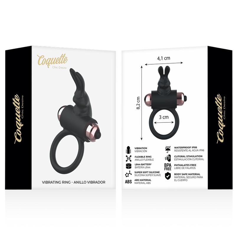 COQUETTE CHIC DESIRE - COCK RING WITH VIBRATOR BLACK/ GOLD — zdjęcie 9