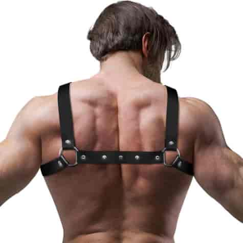 FETISH SUBMISSIVE ATTITUDE - MENS ADJUSTABLE ECO-LEATHER CROSS CHEST BULLDOG HARNESS