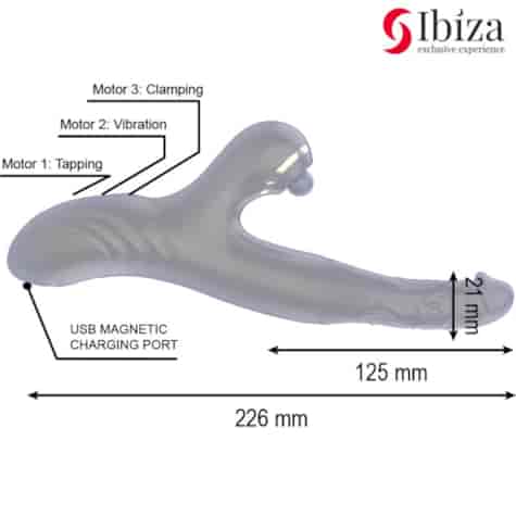 IBIZA - TWO DRAGONS DOUBLE VIBRATOR BLACK