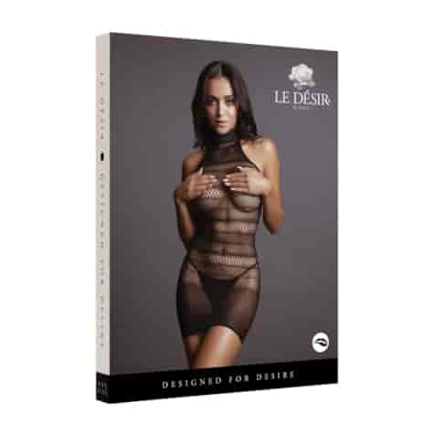 High Lace Neck Net Mini Dress - One Size