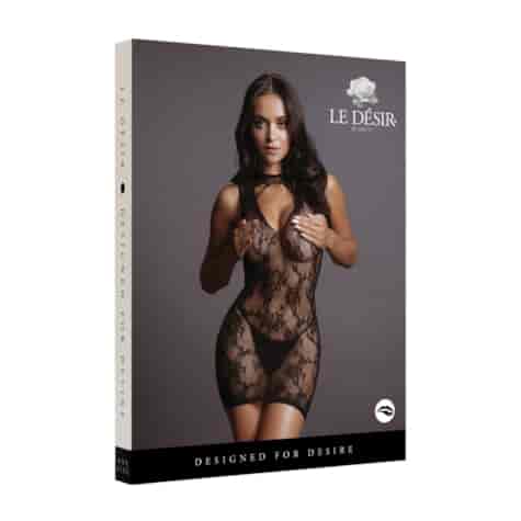 High Neck Lace Mini Dress - One Size