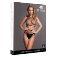 2 Pc Crop Top - Pantie and Fishnet Structure - OS - Black