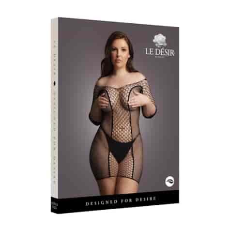 Duo Net Sleeved Mini Dress - Plus Size