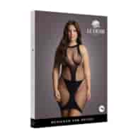 High Neck Net Contrast Mini Dress - Plus Size
