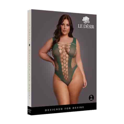 V-Neck Teddy with Opaque Panels - Queen Size