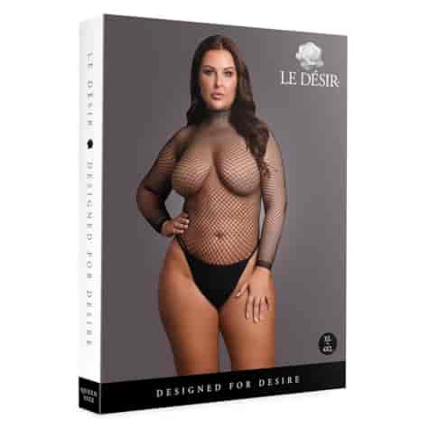 Body with Fishnet Structure and Turtle Neck - OSX - Black