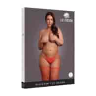 Shimmering Thigh High Stockings - Plus Size - Red/Gold Glitter