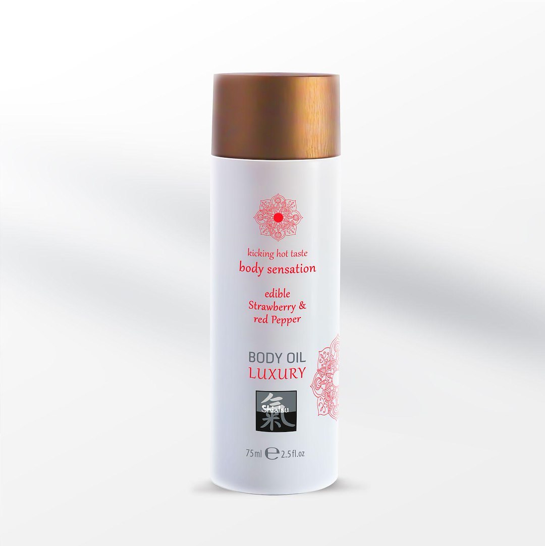 Shiatsu - Luxury Body oil edible  - Strawberry & Red Pepper