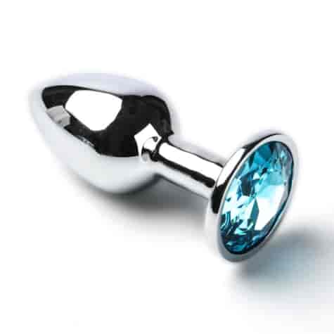 Korek Analny Stalowy Srebrny Rozmiar S Kryształ Jasno Niebieski