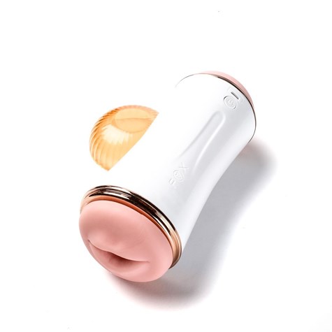 Masturbator Z Wibracją Dwustronny Wagina Anus  Cyberskóra Ładowany Usb Biały