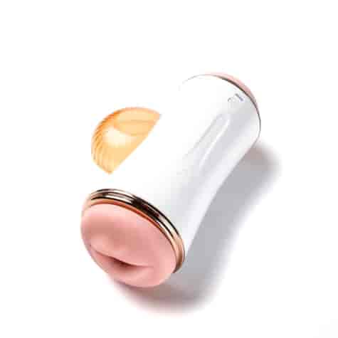 Masturbator Z Wibracją Dwustronny Wagina Anus  Cyberskóra Ładowany Usb Biały