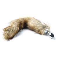Korek Analny Stalowy Srebrny Rozmiar S Lisi Ogonek Brązowy