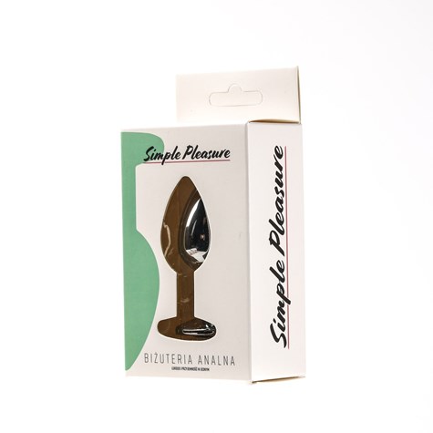 Korek Analny Stalowy Srebrny  Rozmiar S Kryształ Zielony