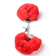 Kajdanki Erotyczne Metalowe Z Futerkiem Czerwone