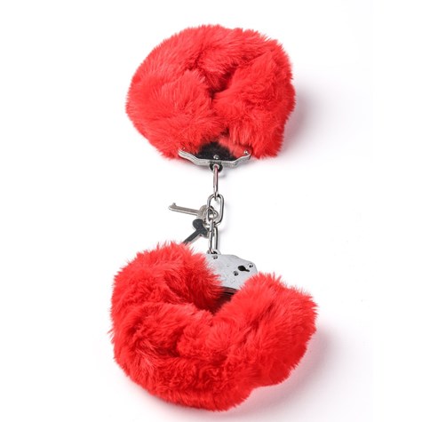 Kajdanki Erotyczne Metalowe Z Futerkiem Czerwone