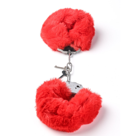 Kajdanki Erotyczne Metalowe Z Futerkiem Czerwone