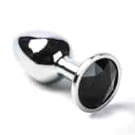 Korek Analny Stalowy Srebrny Rozmiar S Kryształ Czarny