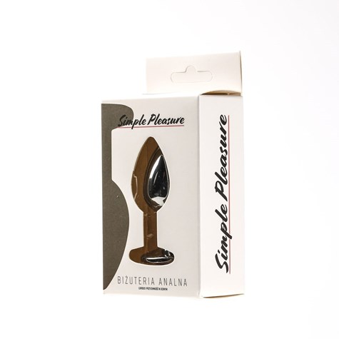 Korek Analny Stalowy Srebrny Rozmiar S Kryształ Czarny