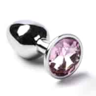Korek Analny Stalowy Srebrny Rozmiar S Kryształ Jasno Różowy