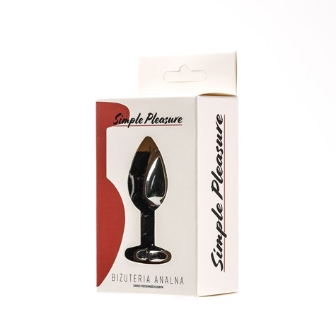 Korek Analny Stalowy Srebrny Rozmiar S Kryształ Czerwone Serce