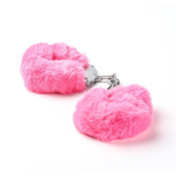 Kajdanki Erotyczne Metalowe Z Futerkiem Ciemno Różowe