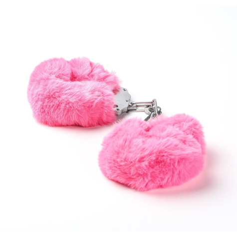 Kajdanki Erotyczne Metalowe Z Futerkiem Ciemno Różowe