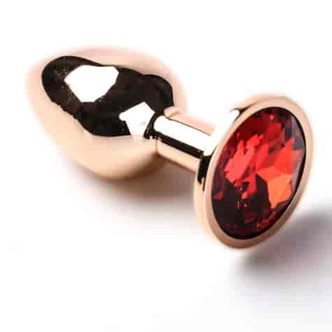 Korek Analny Stalowy Różowe Złoto Rozmiar S Kryształ Czerwony