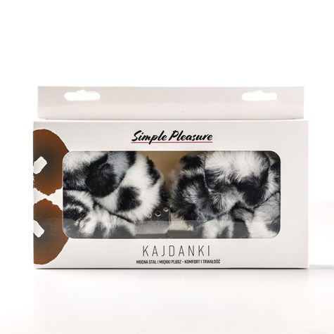 Kajdanki Erotyczne Metalowe z Futerkiem Panterka Biało Czarne