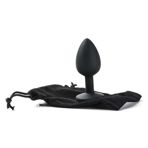 Korek Analny Silikonowy Czarny Rozmiar S Kryształ Ciemno Różowy