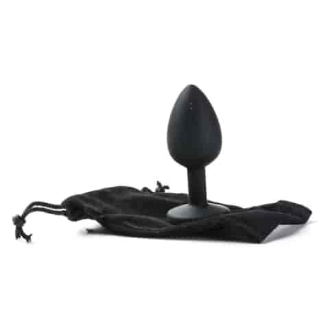 Korek Analny Silikonowy Czarny Rozmiar S Kryształ Ciemno Różowy