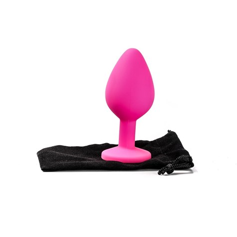 Korek Analny Silikonowy Różowy Rozmiar M Kryształ Jasno Niebieski