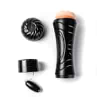 Masturbator Z Wibracją Wagina  Cyberskóra Baterie Czarny