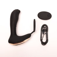 Masażer Prostaty Z Pierścieniem Zdalnie Sterowany Czarny