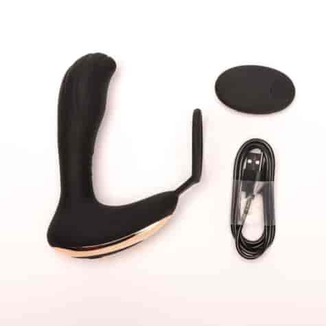 Masażer Prostaty Z Pierścieniem Zdalnie Sterowany Czarny