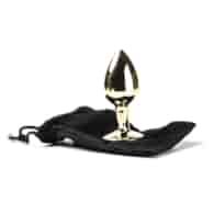 Korek Analny Stalowy Złoty Rozmiar S Kryształ Czerwony