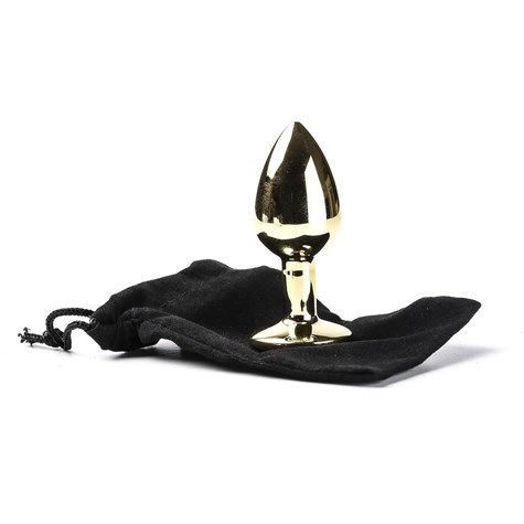 Korek Analny Stalowy Złoty Rozmiar S Kryształ Czerwony