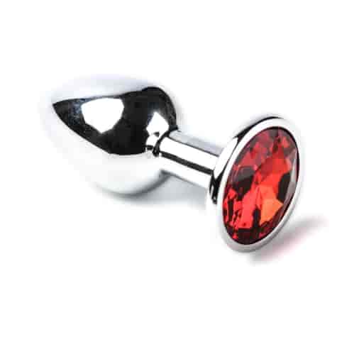Korek Analny Stalowy Srebrny Rozmiar S Kryształ Czerwony