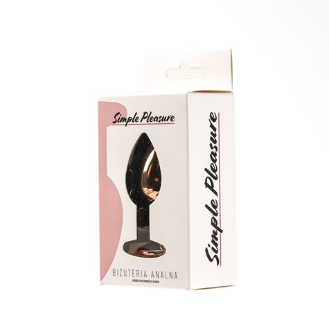 Korek Analny Stalowy Różowe Złoto Rozmiar S Kryształ Biały