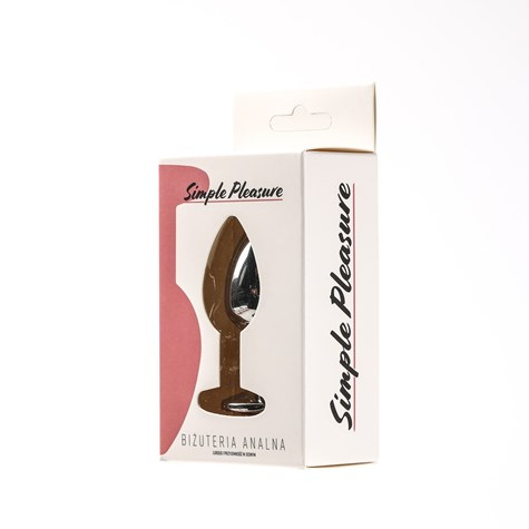 Korek Analny Stalowy Srebrny Rozmiar S Kryształ Ciemno Różowy