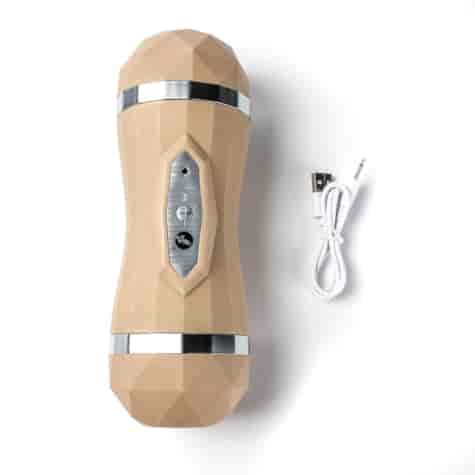 Masturbator Dwustonny Końce Wagina Usta Beżowy