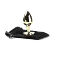 Korek Analny Stalowy Złoty Rozmiar S Kryształ Czarne Serce