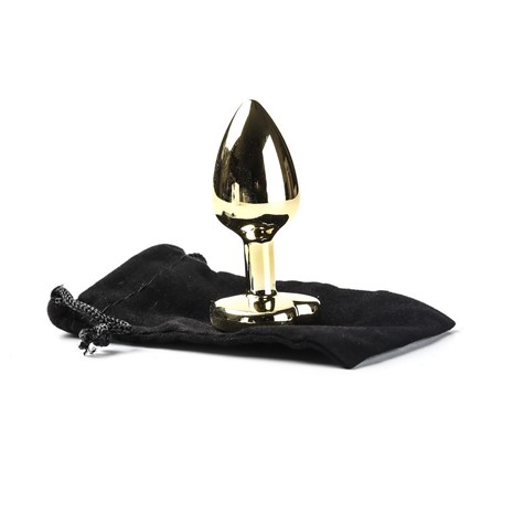 Korek Analny Stalowy Złoty Rozmiar S Kryształ Czarne Serce