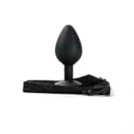 Korek Analny Silikonowy Czarny Rozmiar M Kryształ Ciemno Różowy