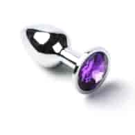 Korek Analny Stalowy Srebrny Rozmiar S Kryształ Jasno Fioletowy